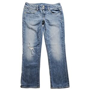 American Eagle Artist Jeans Womens 4 Blue Medium Wash Low Rise Cropped 29x25